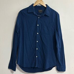 Jachs New York Classic Fit Men’s M Navy Blue Long Sleeve Button Up Stretch Shirt